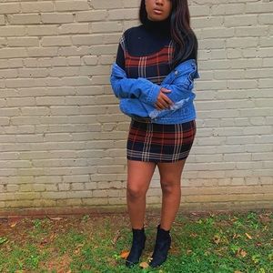 Plaid sleeveless bodycon dress